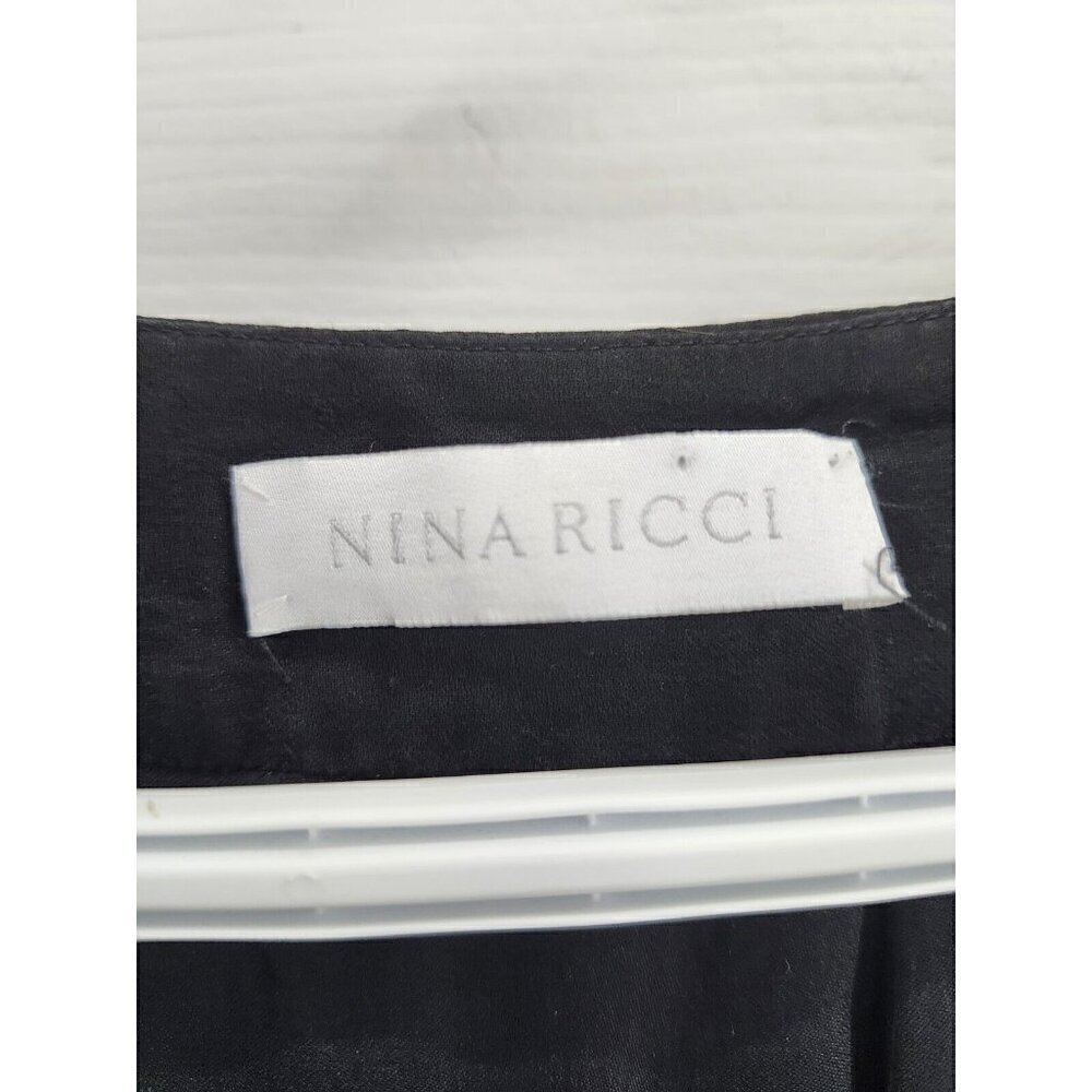 Nina Ricci Black Silk/Linen Sleeveless Knee-Length Pleated Dress FR 40/US 8 - Picture 5 of 8